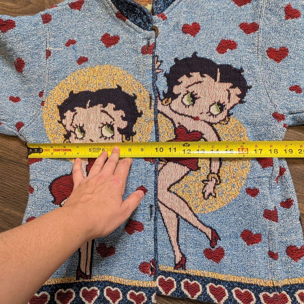 Sugar Street Weavers Betty Boop Vintage 90s Tapestry Sweater Vintage Cartoon M - Picture 8 of 10